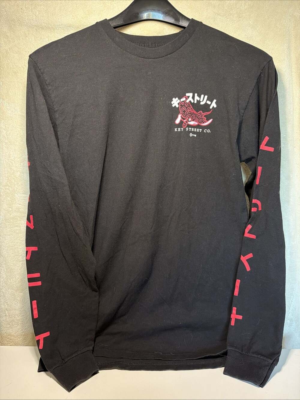Key Street Co Manta/Sting Ray Japanese Graphic Long Sleeve Shirt Black Mens M